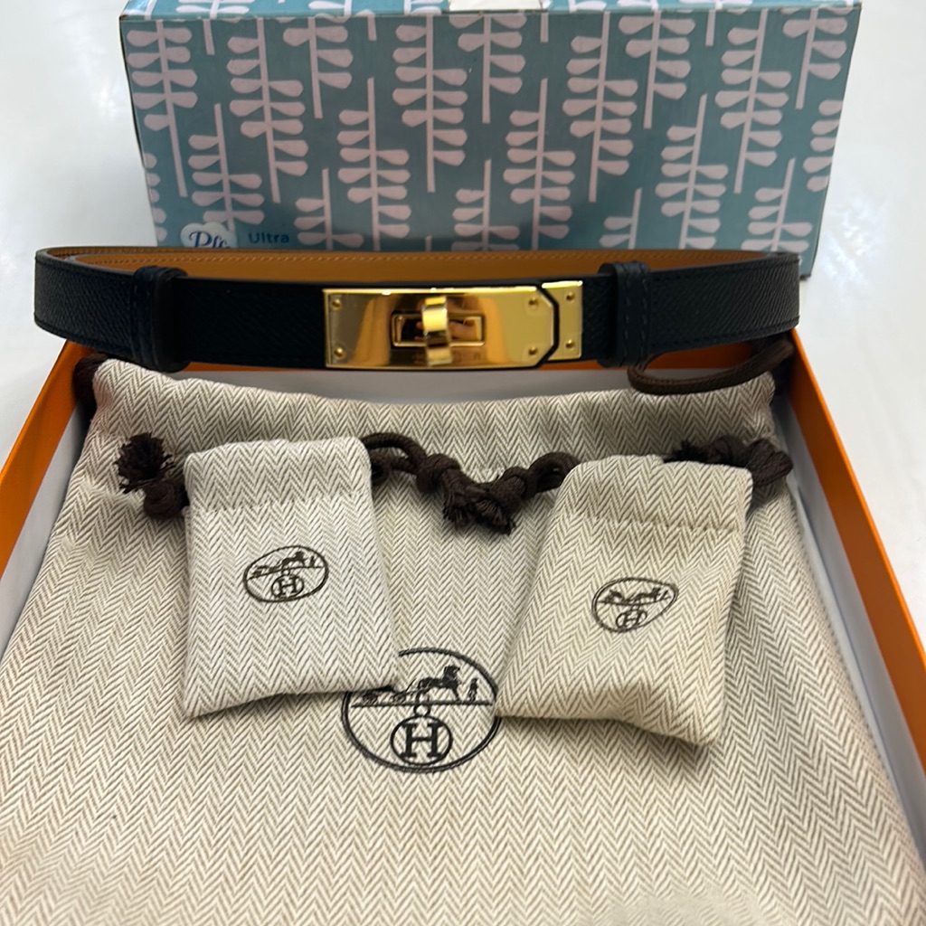 Brand New Kelly Belt Black Gold Hardware